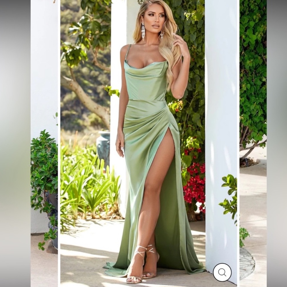 Sleek Green Maxi Dress